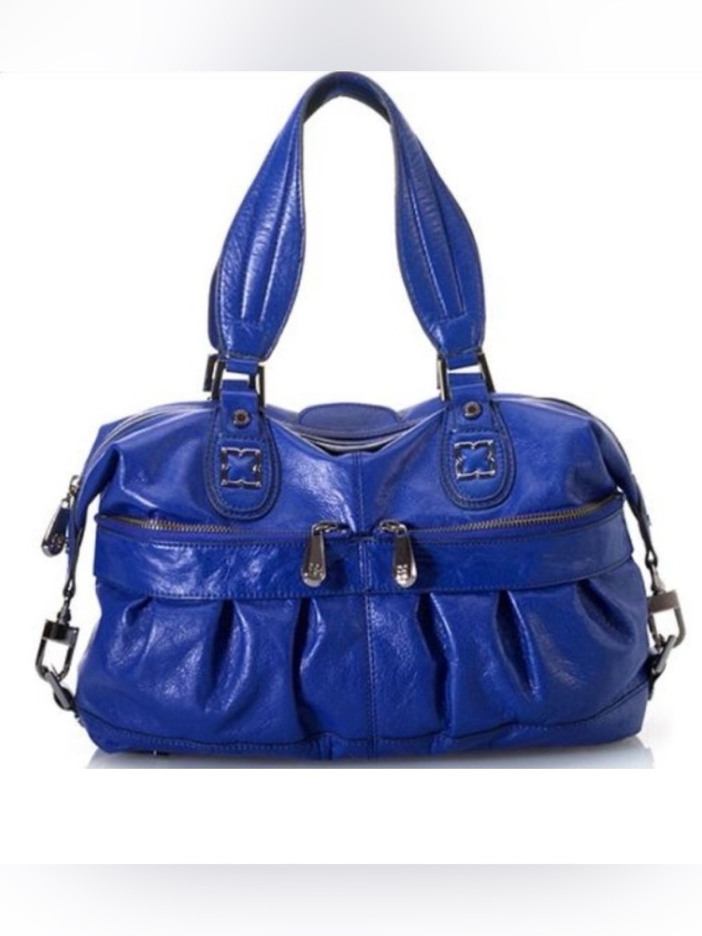 BCBG MaxAzria Cobalt Blue Leather Small Satchel Tote Handbag NWT